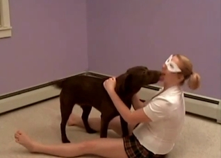 Amazing action with a blonde schoolgirl